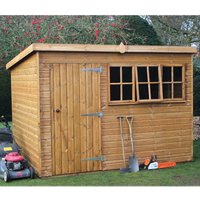 14% discount: 8' x 8' Traditional Heavy Duty Shiplap Pent Wooden Garden Shed (2.44m x 2.44m)