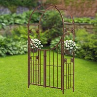 23% discount: Panacea Rosette Round Metal Garden Arch with Gate 7'4 x 4'1