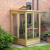 21% discount: 4' x 4' Forest Wallscape Lean To Greenhouse with Glazed Back (1.28m x 1.34m)