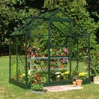 12% discount: 6'x4' Halls Green Frame Large Paned Toughened Glass Greenhouse (1.92x1.32m)