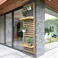 46% discount: 5'11 Forest Slatted Tall Wall Planter - 2 Shelves (0.6m x 0.18m)