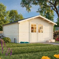 22% discount: Palmako Lotta 3.9m x 3.9m Log Cabin Garden Room (34mm)