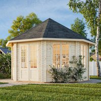 13% discount: Palmako Hanna 4.2m x 4.2m Corner Log Cabin Summerhouse (44mm)