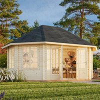 13% discount: Palmako Hanna 4.2m x 5.7m Corner Log Cabin Summerhouse (44mm)