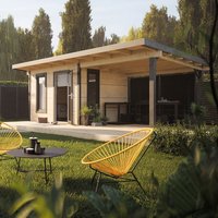 Palmako Grace 3m x 2.9m Pent Log Cabin with Gazebo (56mm)