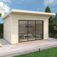 Palmako Grace 4m x 3m Double Glazed Pent Log Cabin Sliding Doors Plus (56mm)