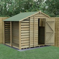 7' x 5' Forest 4Life 25yr Guarantee Overlap Pressure Treated Apex Wooden Shed with Logstore (2.18m x 2.31m)