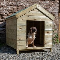 5% discount: 4'2 x 3'6 Forest Hedgerow Wooden Dog Kennel - Pet House (1.28m x 1.06m)