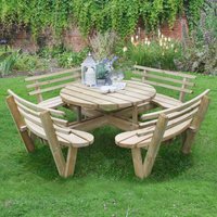 Forest Circular Wooden Garden Picnic Table with Seat Backs 8x8 (2.4x2.4m)