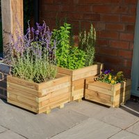 50% discount: Forest Kendal Square Wooden Garden Planter 1'8x1'8 (0.5x0.5m) - Set of 3