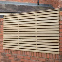 24% discount: Forest 6' x 3' Pressure Treated Contemporary Double Slatted Fence Panel (1.8m x 0.91m)