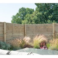 26% discount: Forest 6' x 5' Pressure Treated Contemporary Double Slatted Fence Panel (1.8m x 1.51m)