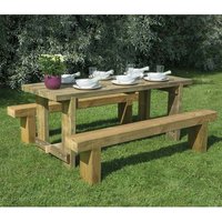 20% discount: Forest Sleeper Bench & Refectory Wooden Garden Table Set 6'x2' (1.8x0.7m)