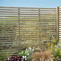 41% discount: Forest 6' x 5' Pressure Treated Contemporary Slatted Fence Panel (1.8m x 1.5m)
