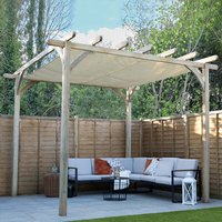 23% discount: Forest Large Ultima Wooden Garden Pergola with Retractable Canopy 12' x 12'