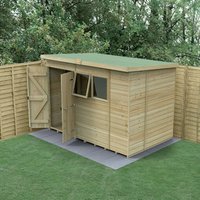 10' x 6' Forest Timberdale 25yr Guarantee Tongue & Groove Pressure Treated Double Door Pent Shed (3.07m x 2.02m)