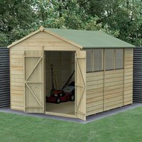 6% discount: 10' x 8' Forest Beckwood 25yr Guarantee Shiplap Pressure Treated Double Door Apex Wooden Shed (3.01m x 2.61m)