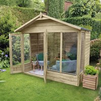 8' x 6' Forest Beckwood 25yr Guarantee Double Door Apex Summer House - 4 Windows (2.61m x 1.82m)