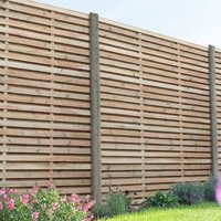 30% discount: Forest 6' x 6' Pressure Treated Contemporary Double Slatted Fence Panel (1.8m x 1.8m)