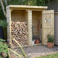 6' x 2'10 Forest Pent Medium Overlap Logstore with Tool Storage (1.82m x 0.9m)