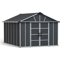 11' x 13.1' Palram Canopia Yukon Premium Dark Grey Skylight Plastic Shed with WPC Floor (3.32m x 3.93m)