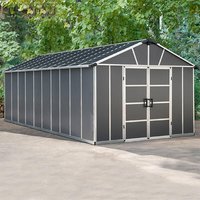 11' x 21.3' Palram Canopia Yukon Premium Dark Grey Plastic Shed with WPC Floor (3.32m x 6.43m)