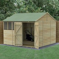 10% discount: 10' x 10' Forest Beckwood 25yr Guarantee Shiplap Pressure Treated Double Door Reverse Apex Wooden Shed (3.21m x 3.01m)