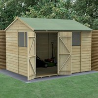 7% discount: 10' x 8' Forest Beckwood 25yr Guarantee Shiplap Pressure Treated Double Door Reverse Apex Wooden Shed (3.01m x 2.61m)