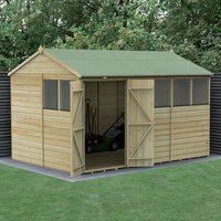 9% discount: 12' x 8' Forest Beckwood 25yr Guarantee Shiplap Pressure Treated Double Door Reverse Apex Wooden Shed (3.6m x 2.61m)