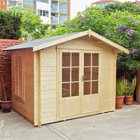 17% discount: Shire Barnsdale 2.1m x 2.1m Wooden Log Cabin Summerhouse (19mm)
