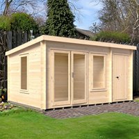 17% discount: Shire Elm 4.2m x 3m Log Cabin with Side Shed (19mm)