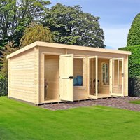 17% discount: Shire Elm 5.1m x 3m Double Door Log Cabin with Side Shed (19mm)