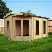 13% discount: Shire Rivington 4.3m x 3m Corner Log Cabin (28mm)