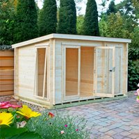 12% discount: Shire Walsoken 3.6m x 2.4m Log Cabin with Side Shed (19mm)