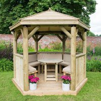 10x9 Luxury Furnished Wooden Gazebo with Roof & Seats up to 10 people (3x2.7m) - Timber Roof