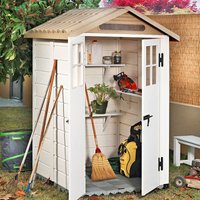 17% discount: 4' x 4' Shire Tuscany Evo 120 Apex Plastic Garden Storage Shed (1.22m x 1.22m)