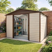 14% discount: 10' x 6' Yardmaster Shiplap Apex Metal Shed Brown Finish (3.03m x 1.97m)