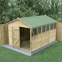 10% discount: 12' x 8' Forest Timberdale 25yr Guarantee Tongue & Groove Pressure Treated Double Door Apex Shed (3.64m x 2.61m)