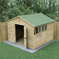 10% discount: 10' x 10' Forest Timberdale 25yr Guarantee Tongue & Groove Pressure Treated Double Door Apex Shed (3.21m x 3.05m)