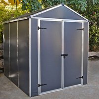 30% discount: 6' x 8' Palram Canopia Rubicon Multi-Wall Premium Dark Grey Apex Plastic Shed (1.85m x 2.28m)