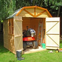 18% discount: 6'9 x 6'6 Shire Barn Double Door Apex Wooden Garden Shed (2.16m x 2.52m)