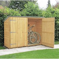 18% discount: 6' x 2'6 Shire Wooden Bike Shed & Garden Storage - No Floor