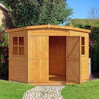 17% discount: 7'5 x 7'5 Shire Shiplap Wooden Corner Garden Shed (2.33m x 2.33m)