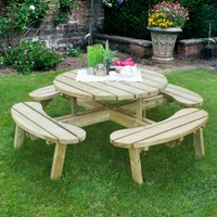 40% discount: Forest Circular Wooden Garden Picnic Table 6'x6' (2x2m)