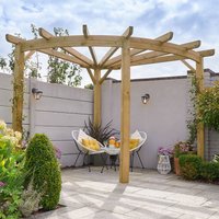 39% discount: Premium 9x9 Forest Radial Wooden Corner Pergola (2.75m x 2.75m)