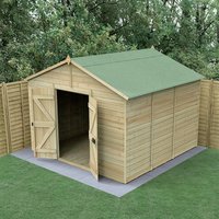 19% discount: 10' x 10' Forest Timberdale 25yr Guarantee Tongue & Groove Pressure Treated Windowless Double Door Apex Shed (3.21m x 3.05m)