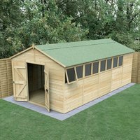 19% discount: 20' x 10' Forest Timberdale 25yr Guarantee Tongue & Groove Pressure Treated Double Door Apex Shed (3.21m x 6.00m)