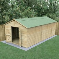 19% discount: 20' x 10' Forest Timberdale 25yr Guarantee Tongue & Groove Pressure Treated Windowless Double Door Apex Shed (3.21m x 6.00m)