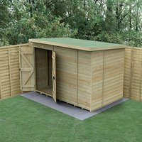 19% discount: 10' x 6' Forest Timberdale 25yr Guarantee Tongue & Groove Pressure Treated Windowless Double Door Pent Shed (3.07m x 2.02m)