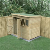 19% discount: 7' x 5' Forest Timberdale 25yr Guarantee Tongue & Groove Pressure Treated Double Door Pent Shed (2.24m x 1.67m)